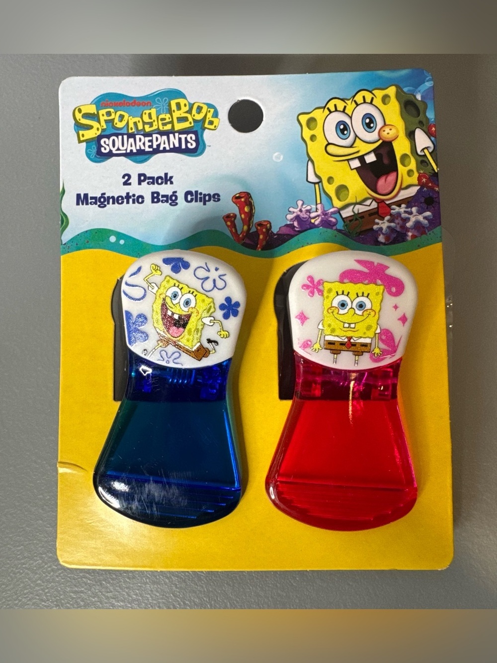 SpongeBob SquarePants Blue & Red Magnetic Bag Clip 2pc set ocean vibrant